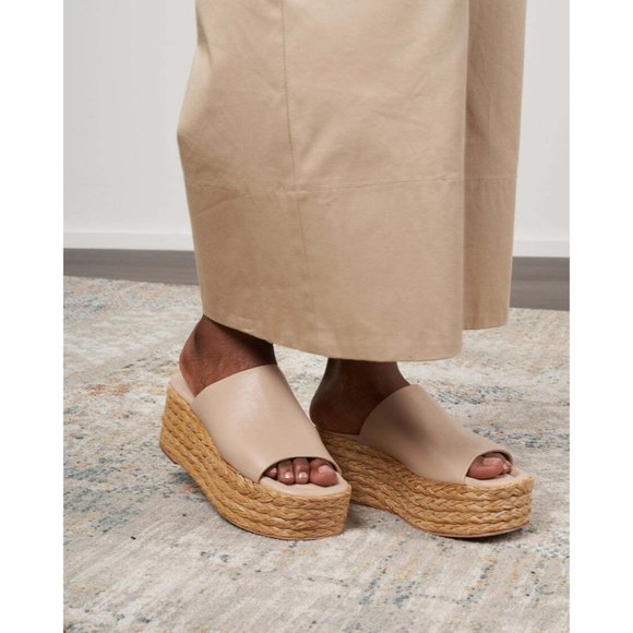 Paloma Barcelo Aryn Espadrille Beige Leather Size 41